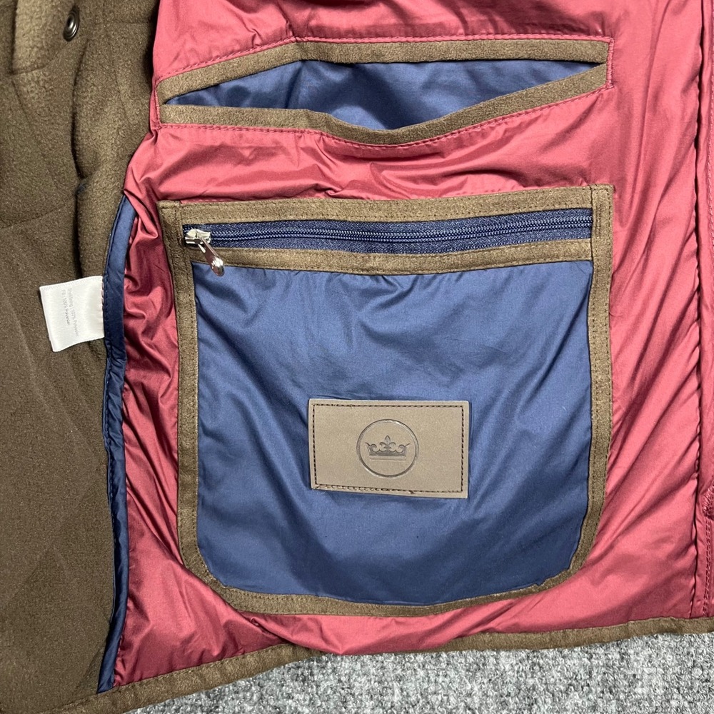 Peter Millar Quilted Vest Mens XL Burgundy Essex Fleece Lined Snap Front Pockets - Picture 7 of 12